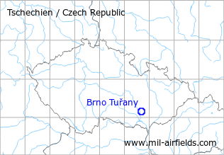 Map with location of Brno Tuřany Airport