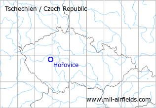 Map with location of Hořovice Airfield, Czech Republic