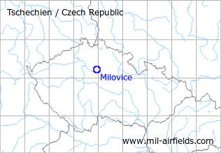 Karte mit Lage Flugplatz Milovice, Tschechien