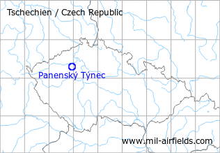Karte mit Lage Flugplatz Panenský Týnec, Tschechien