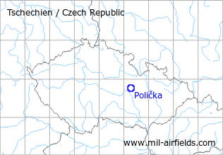 Karte mit Lage Flugplatz Polička, Tschechien