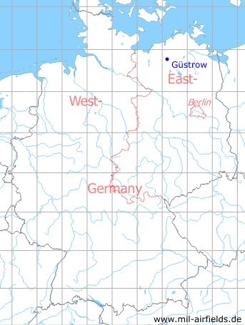 Karte mit Lage Güstrow, DDR