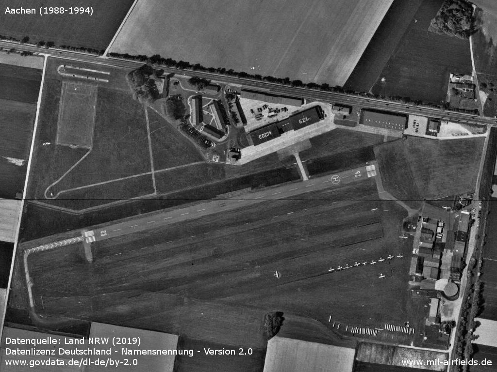 Aachen airfield, Germany: Aerial picture from the late 1980s or early 1990s