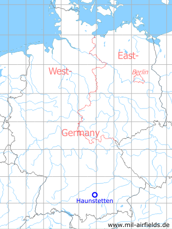 Map with location of Augsburg Haunstetten Airfield, Germany