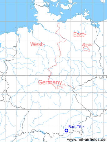 Map with location of Bad Tölz Baker Army Airfield AAF, Germany