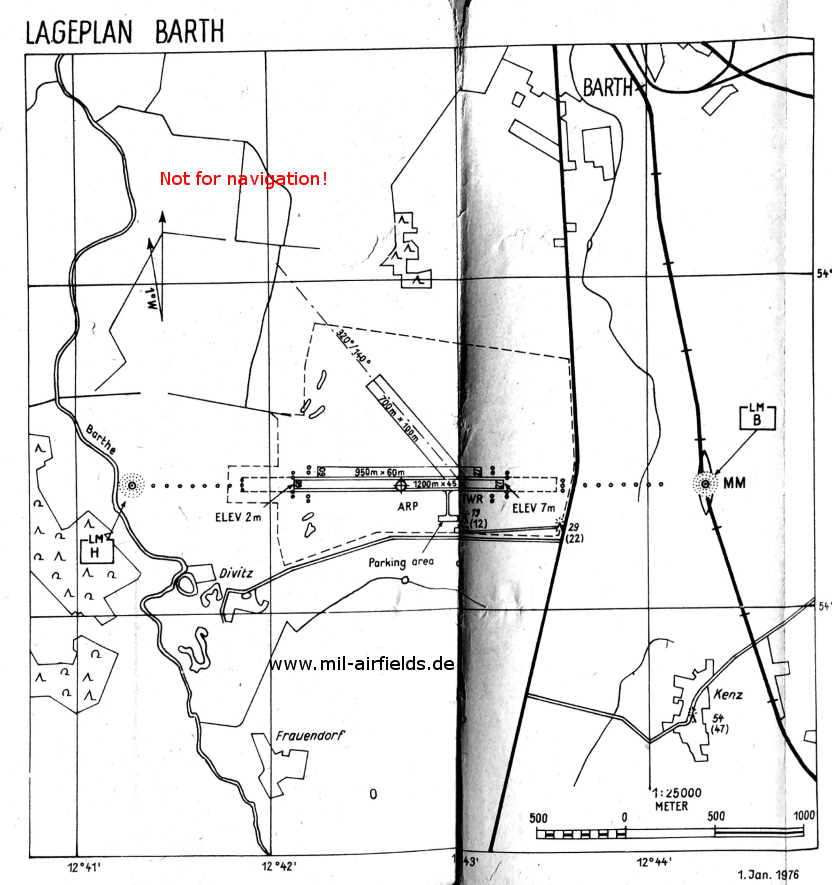 Karte Agrarflug Flugplatz Barth 1976