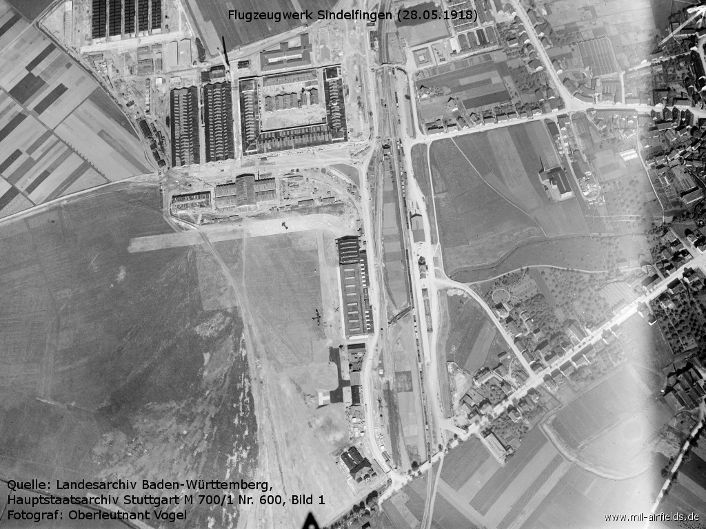 Aerial picture of Sindelfingen aircraft factory 1918