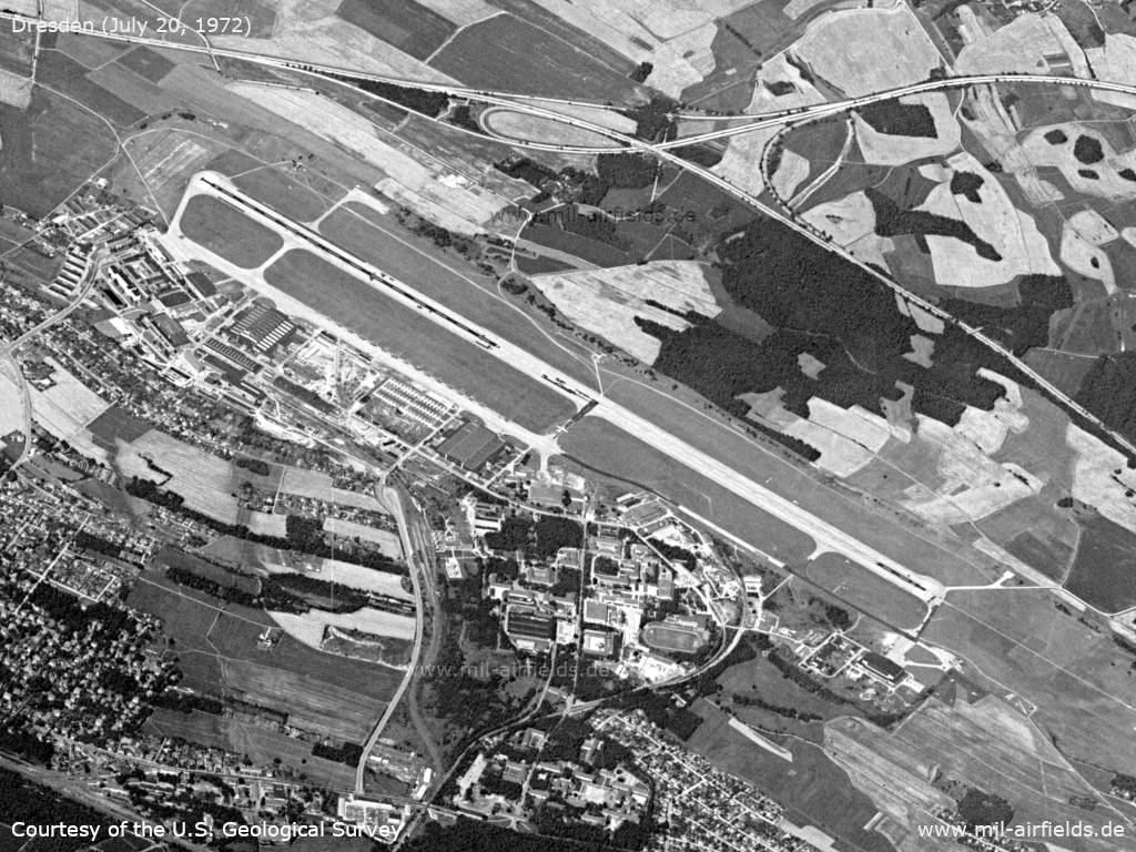 Dresden Klotzsche Airport, East Germany, satellite image 1972