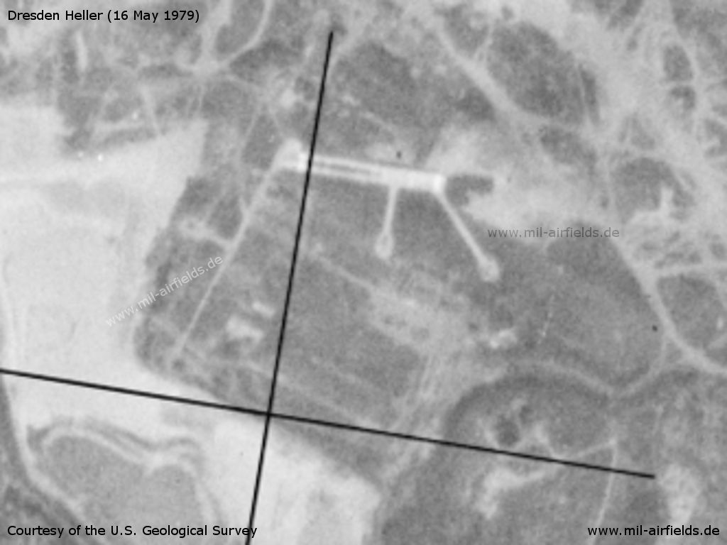 Sowjetischer Hubschrauber<wbr>flug<wbr>platz Dresden Heller auf einem Satellitenbild 1979