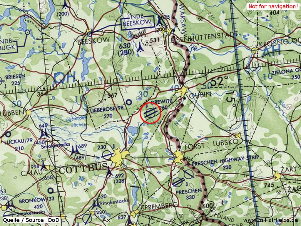 Drewitz airfield on a map from 1972