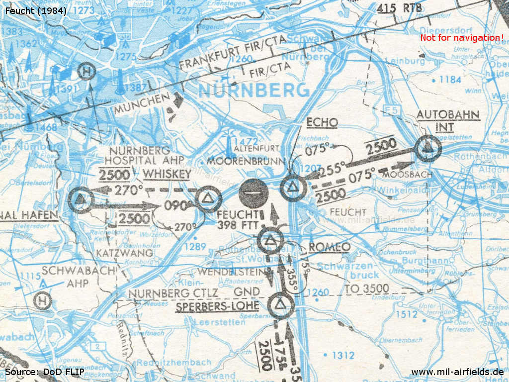 Location of the airfield in the southern part of the Nuremberg Control Zone