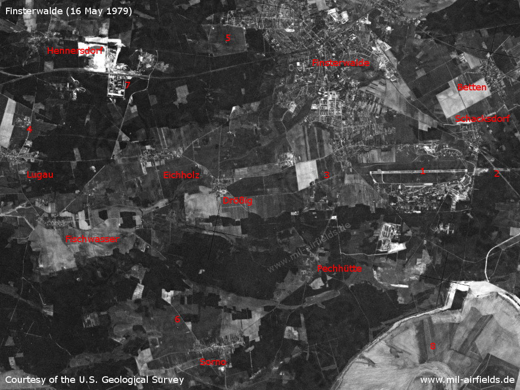Flugplatz Finsterwalde auf einem Satellitenbild 1979