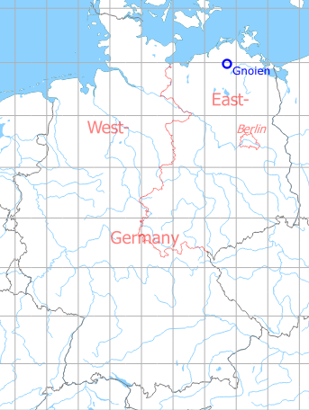 Map with location of Gnoien Airfield, Germany
