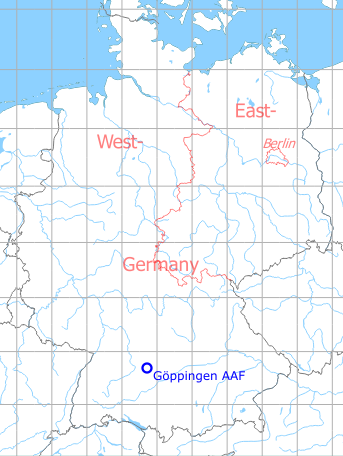 Map with location of Göppingen Army Air Field AAF, Germany