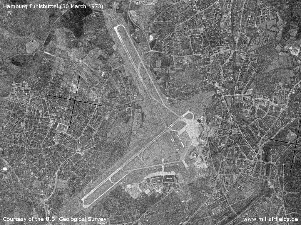 Hamburg Airport, Germany, on a US satellite image 1973