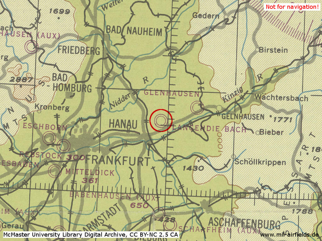 Hanau Air Base in World War II on map 1944