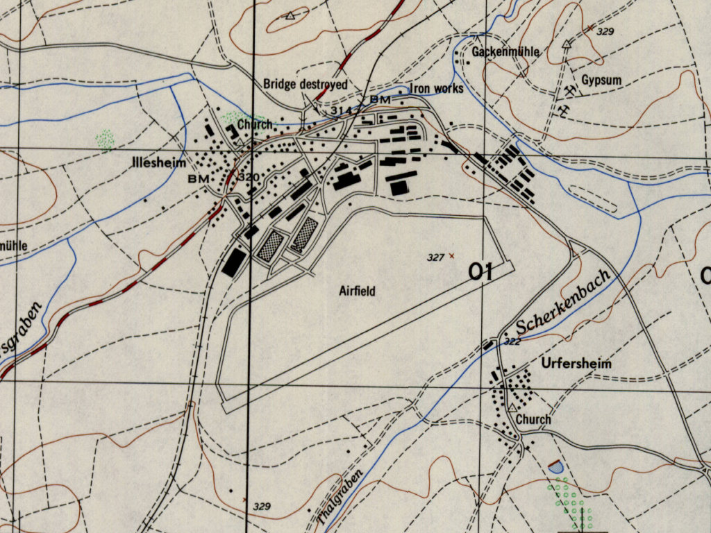 Illesheim Army Air Field AAF on a US map 1953