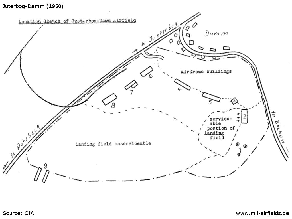 Map of the Soviet barracks at Juterbog-Damm in 1950