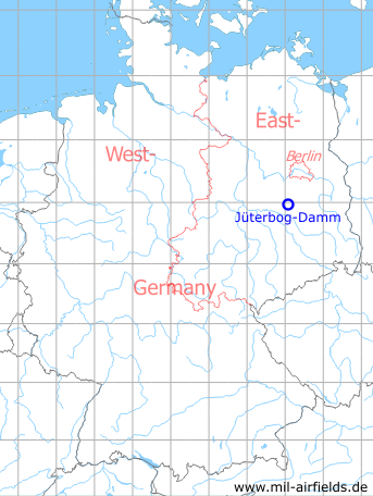 Map with location of Jueterbog-Damm Air Base, Germany