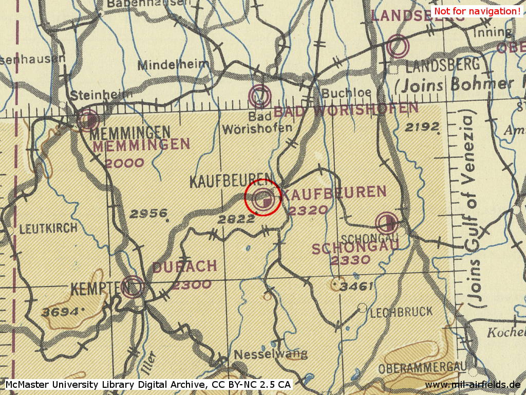 Map with Kaufbeuren Air Base 1945