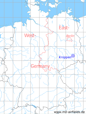 Map with location of Surface-to-Air Missile Unit 313 Kroppen, East Germany