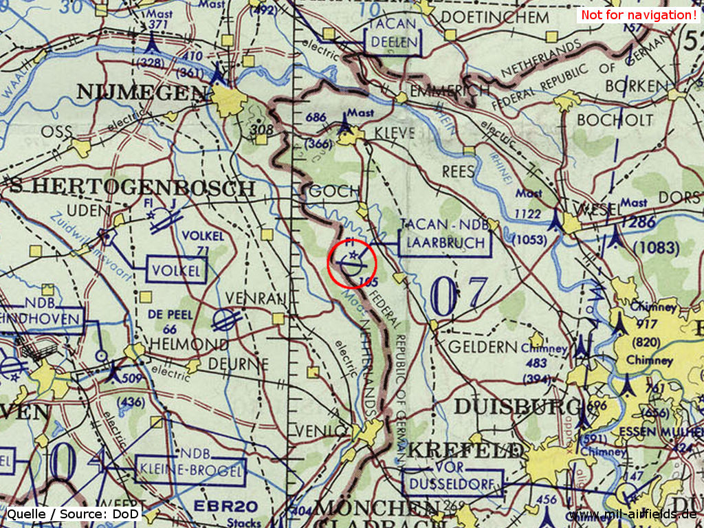 RAF Laabruch, Germany, on a US map 1972