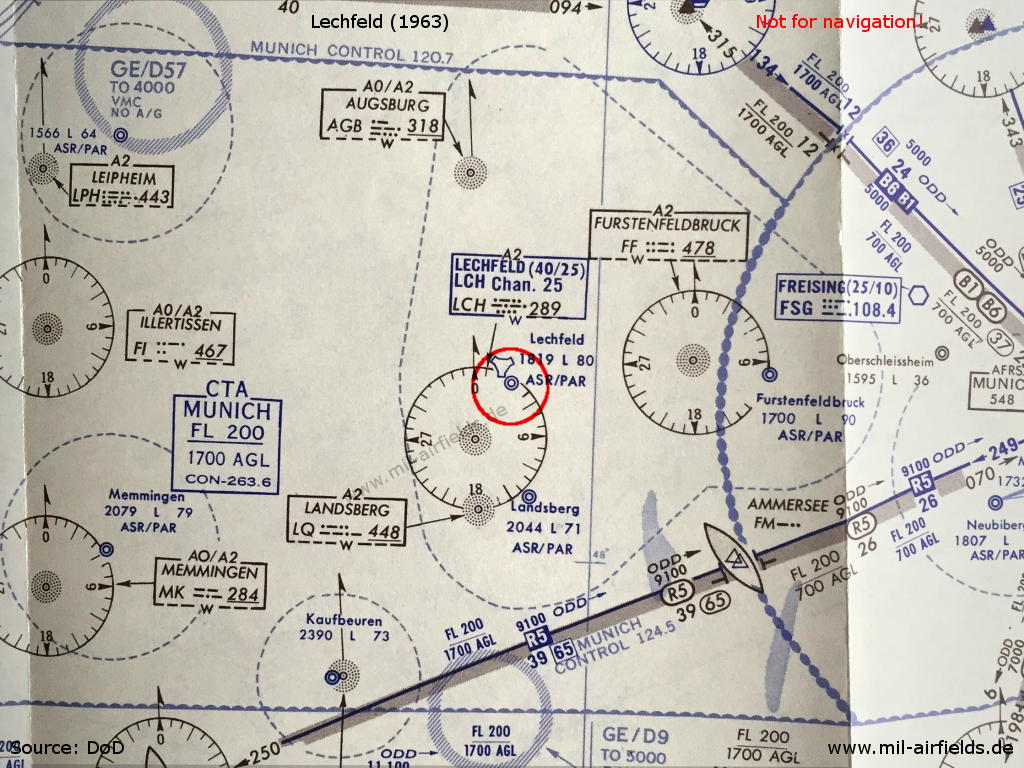 Map with airspace Lechfeld airfield 1963