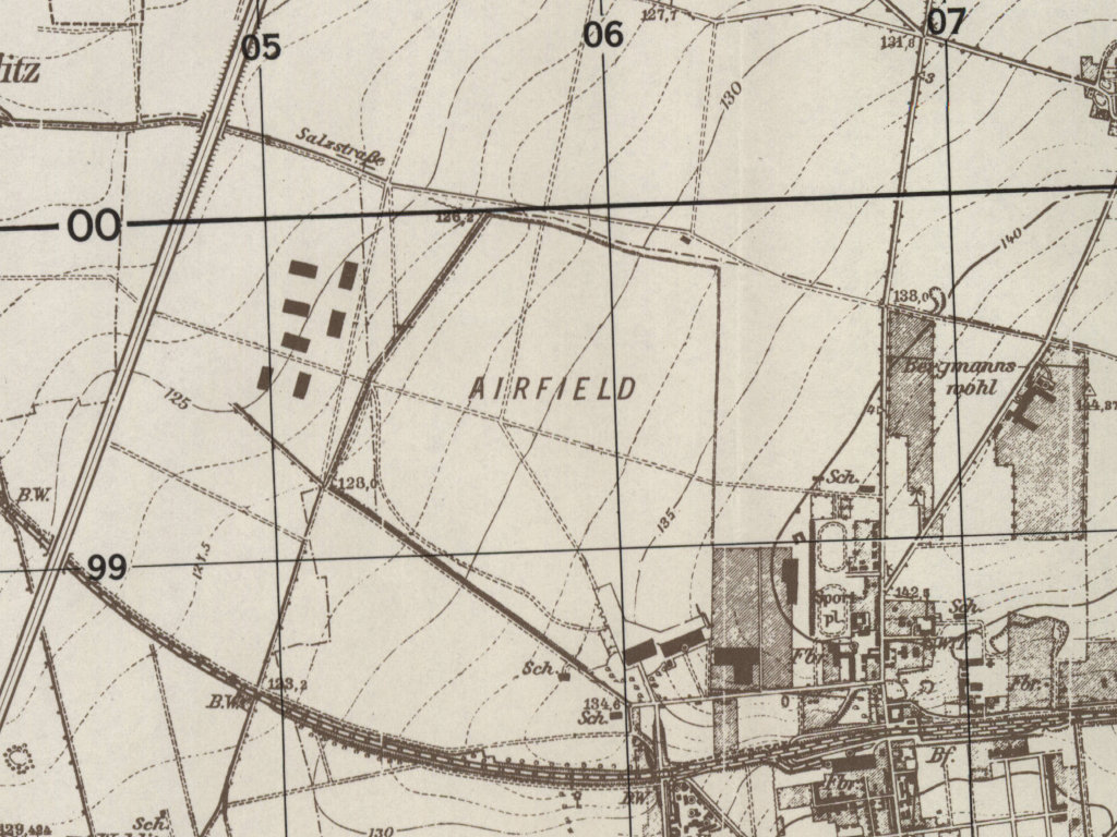 Leipzig Schkeuditz airfield on a map 1951