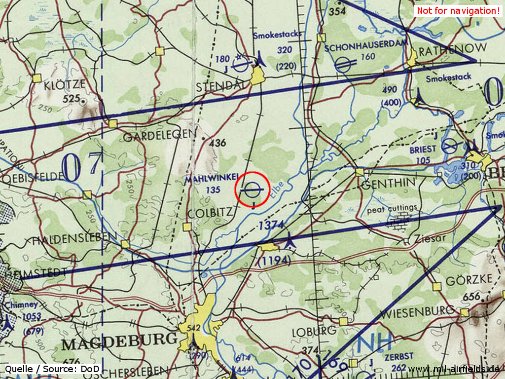 Mahlwinkel Air Base on a map 1972
