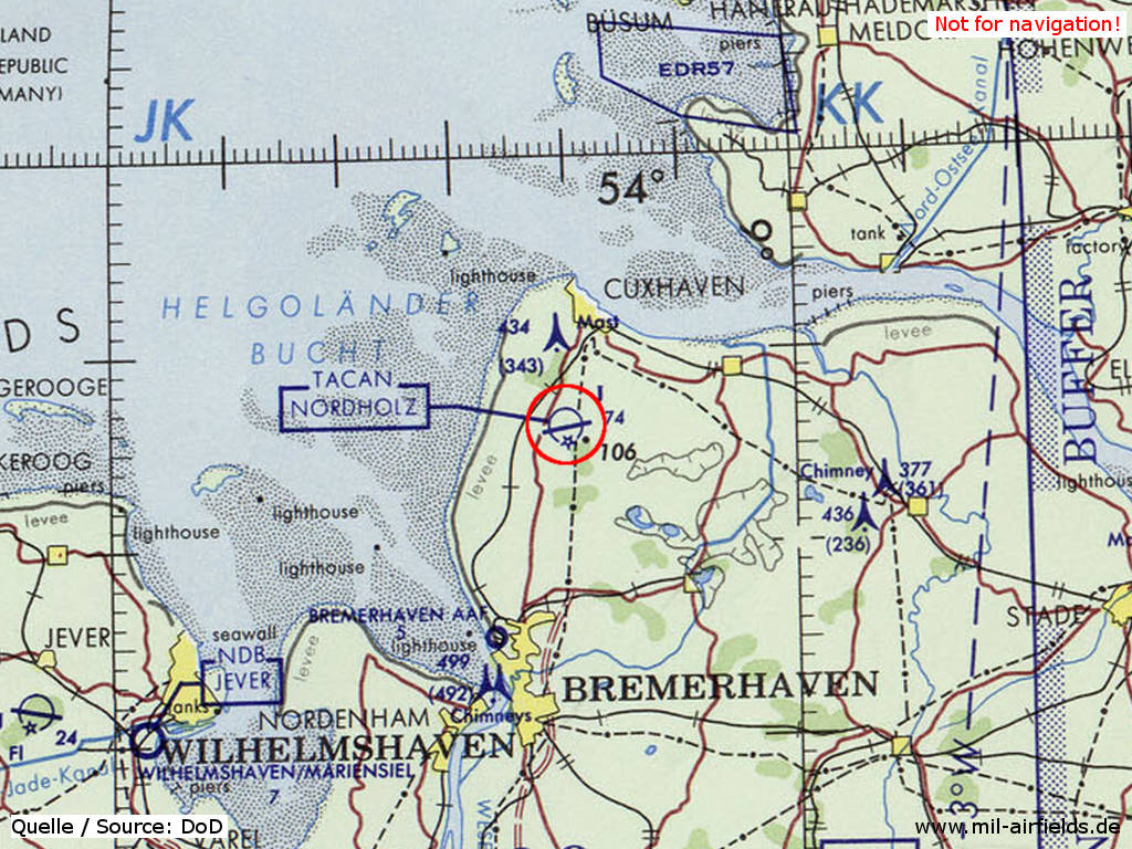 Nordholz Naval Air Base on a map 1972