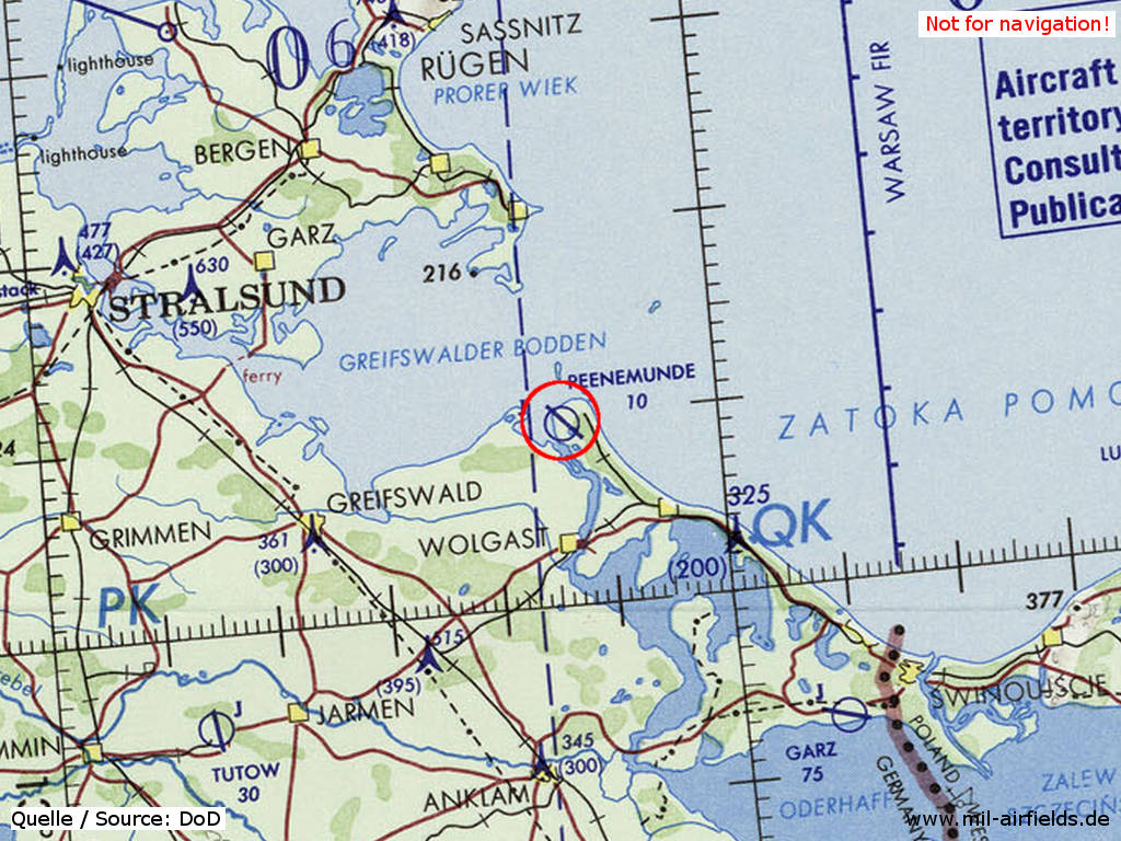 Der Flugplatz Peenemünde auf einer Karte 1972