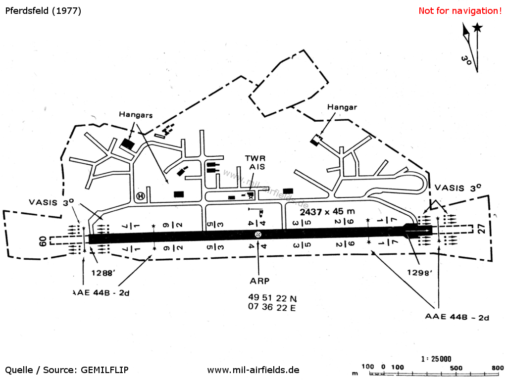 Karte Flugplatz Pferdsfeld 1977