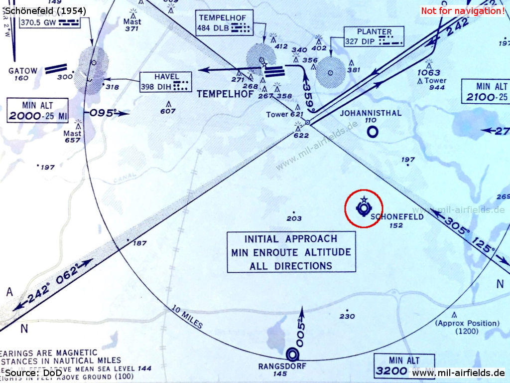 Schönefeld Airport on a US Air Force map from 1954