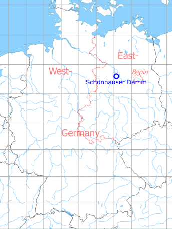 Map with location of Schönhauser Damm Airfield, Germany