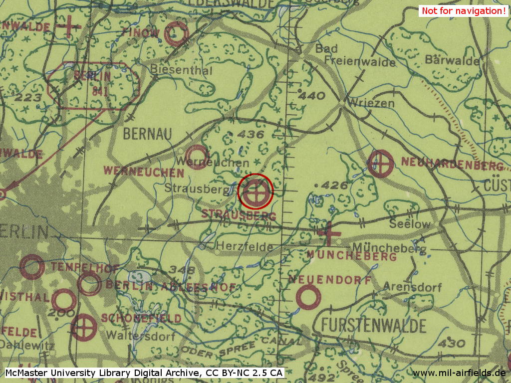 Fliegerhorst Strausberg auf einer Karte 1943