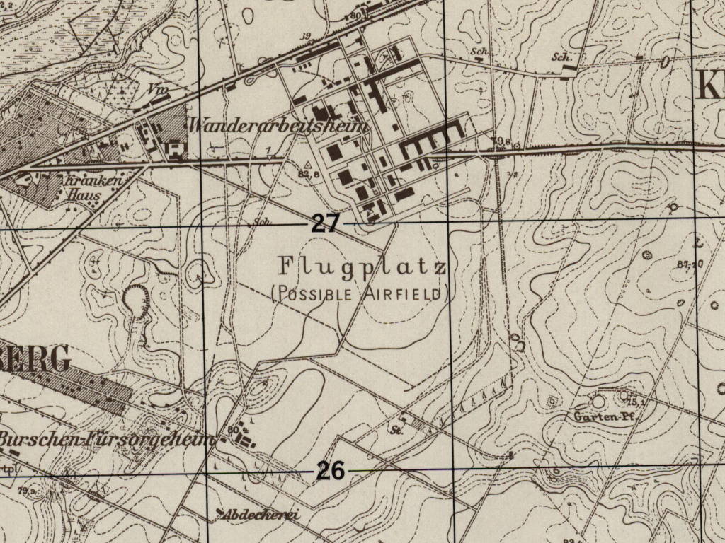 Der Flugplatz Strausberg auf einer US-amerikanischen Karte aus dem Jahre 1952