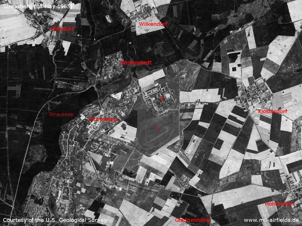 Strausberg Airfield, Germany, on a US satellite image 1965