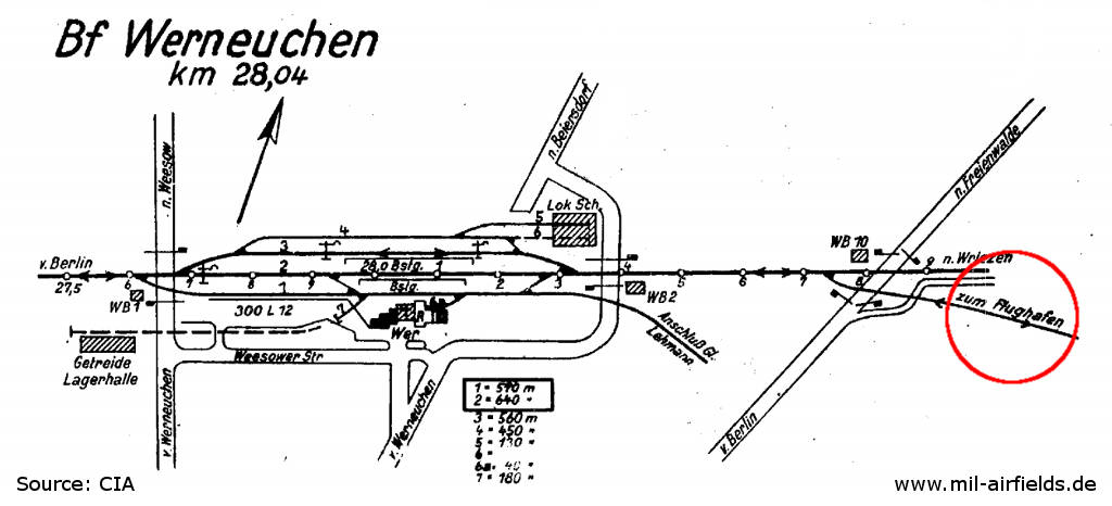 Track diagram of Werneuchen railway station from 1952