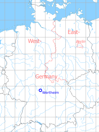 Map with location of Wertheim Army Airfield, Germany