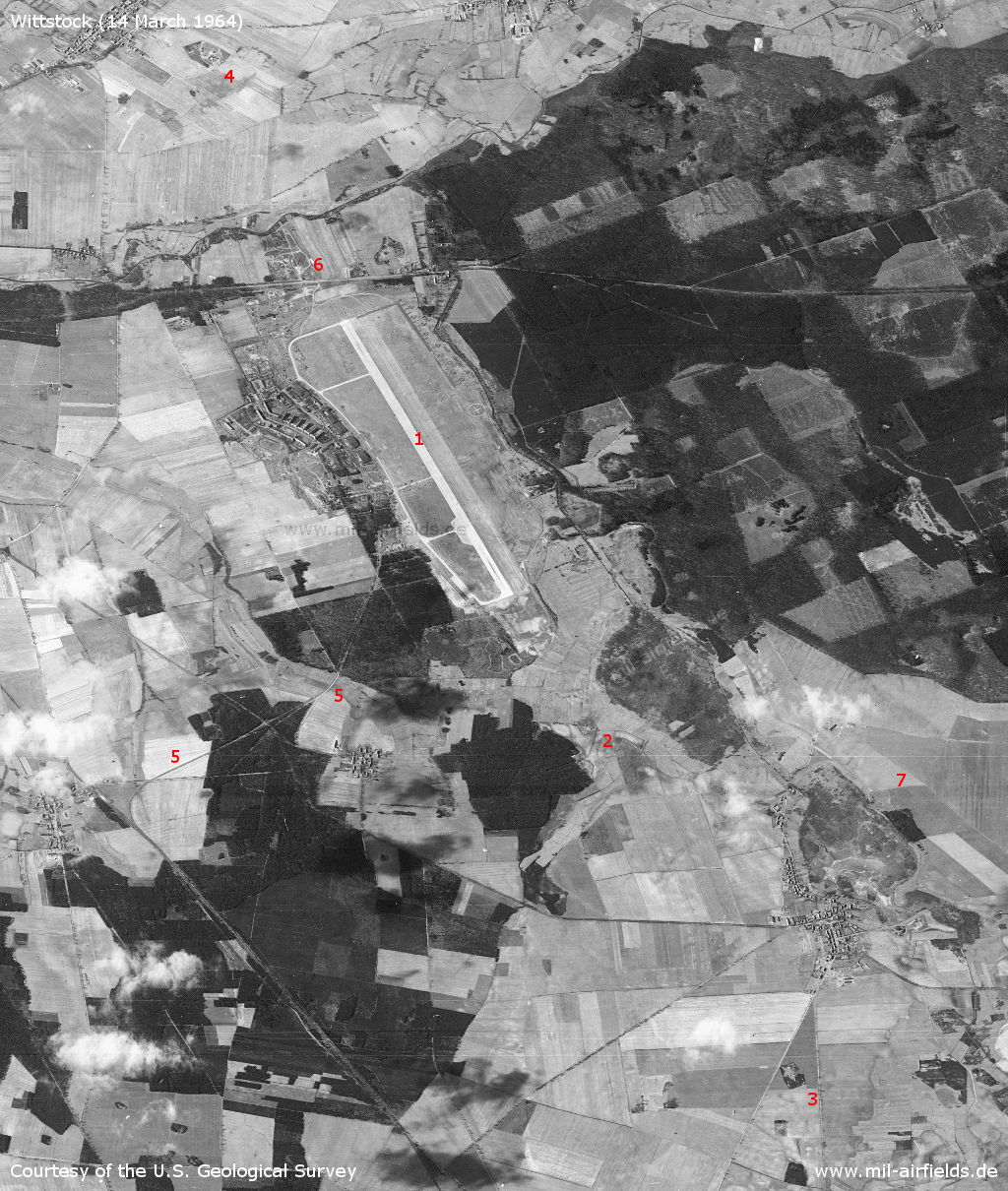 Sowjetischer Flugplatz Wittstock auf einem Satellitenbild 1964