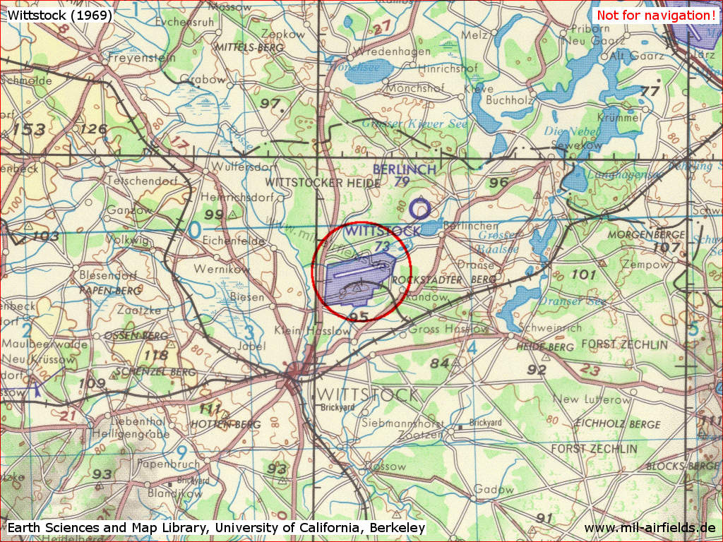 Flugplatz Wittstock auf einer Karte 1969