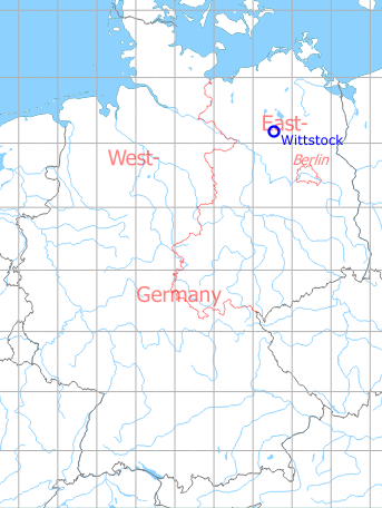 Map with location of Wittstock Air Base, Germany