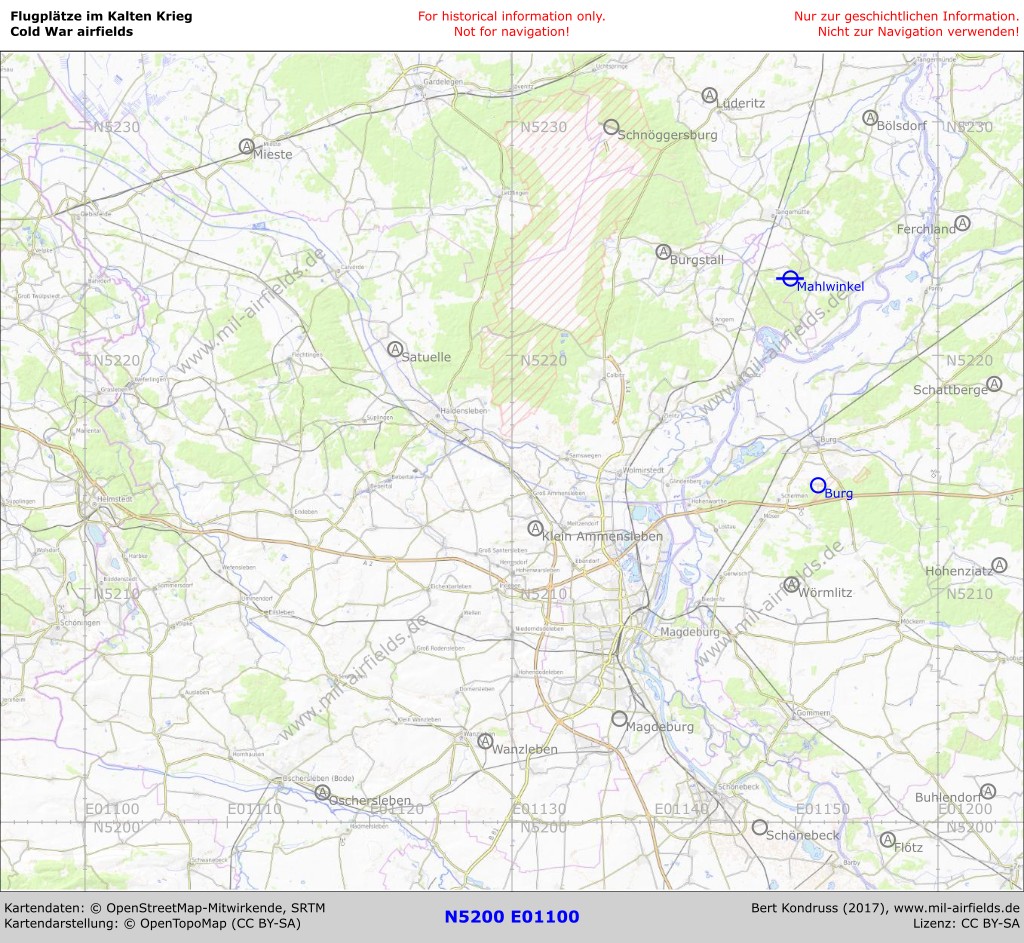 Map of Airfields Magdeburg & surroundings, Germany