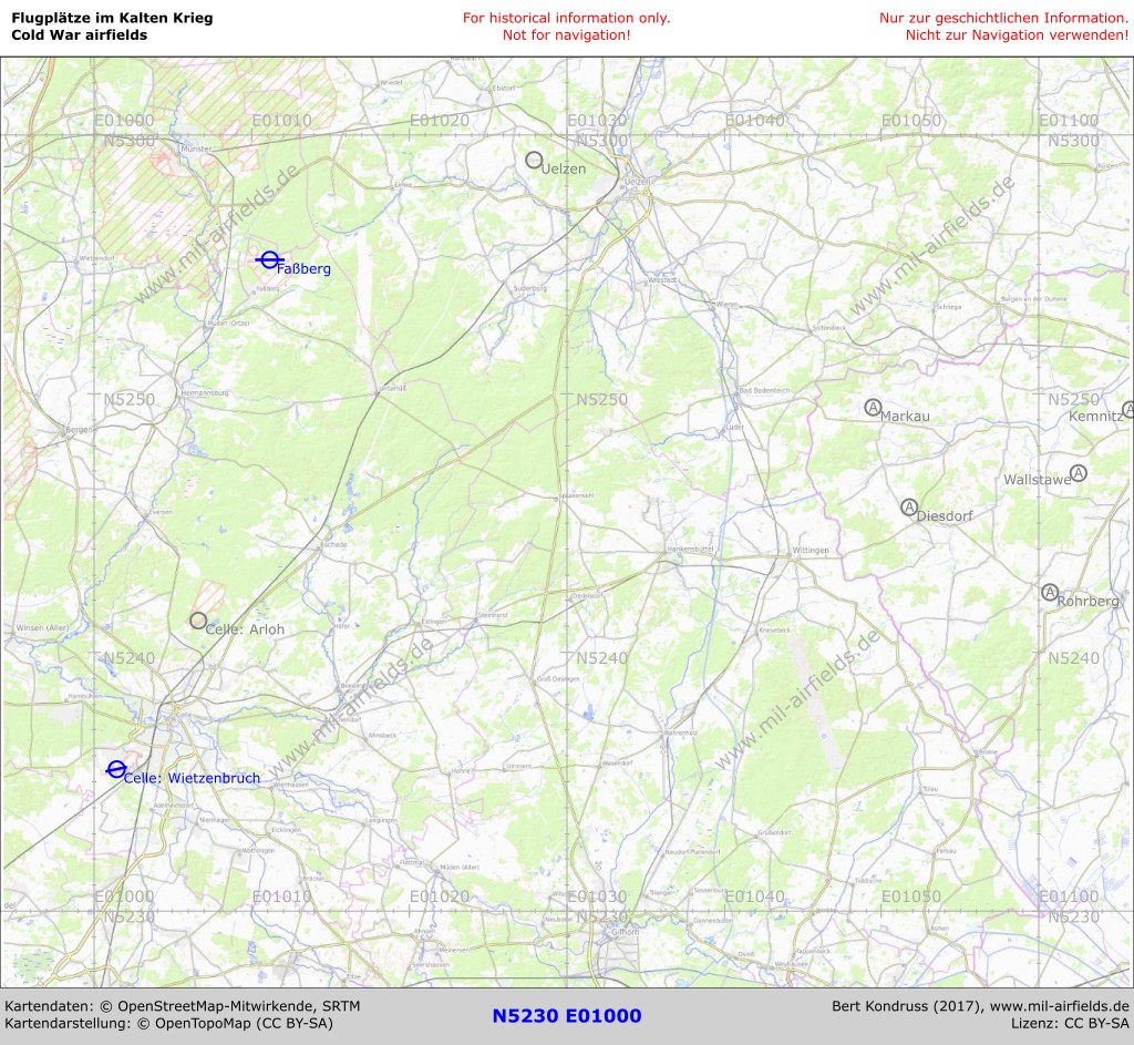 Karte Flugplätze Lüneburger Heide - Südlicher Teil