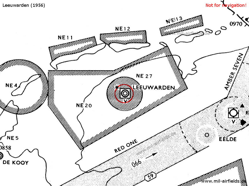 Leeuwarden Airfield on a map 1956