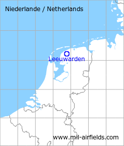 Karte mit Lage Flugplatz Leeuwarden, Niederlande