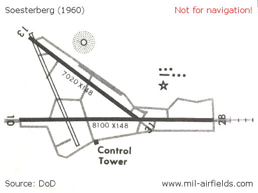 Start- und Landebahnen, Rollwege in Soesterberg auf Karte 1960