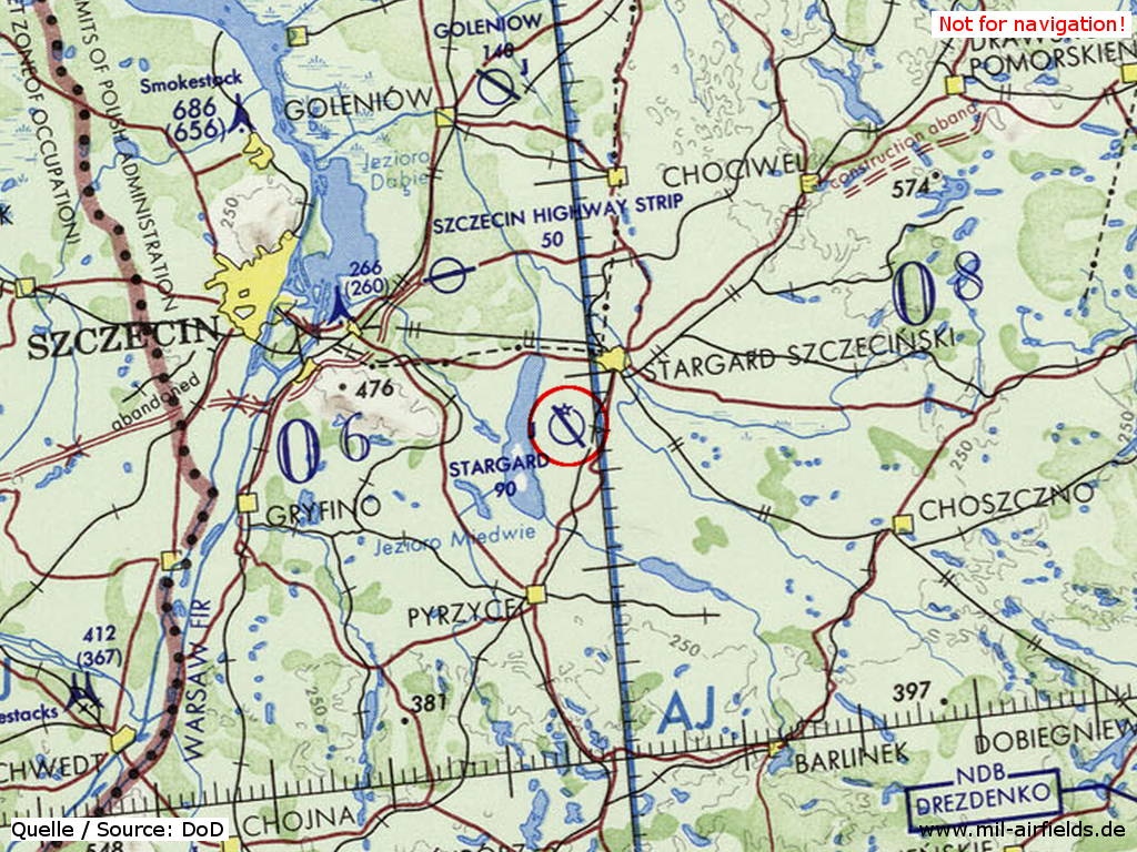 Kluczewo Air Base, Poland, on a map 1972