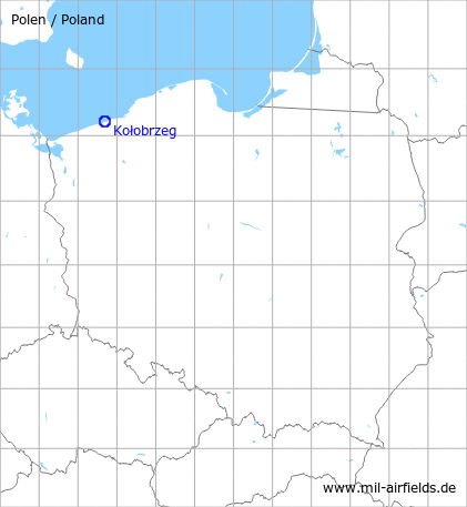 Karte mit Lage Flugplatz Kołobrzeg Bagicz, Polen