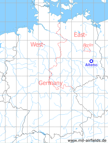 Karte mit Lage Flugplatz Alteno, DDR